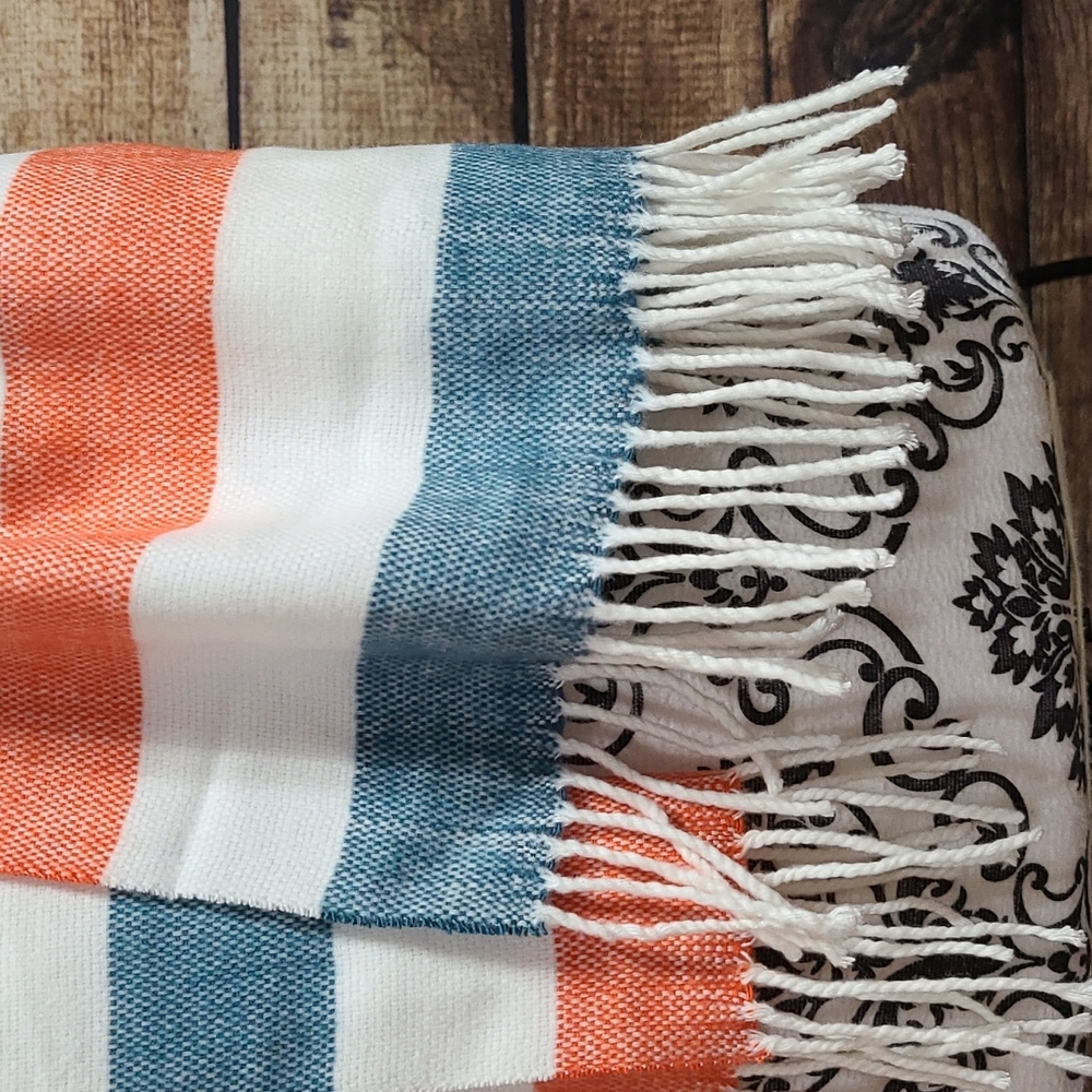 Gap Multi Color Striped Fringed Scarf - Picture 4 of 8